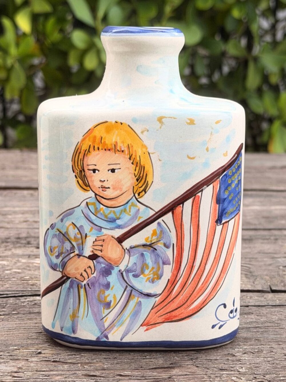 RARE Edna Hibel Flask Jug Vase 1/540 GLORIA HOPE 19th Amendment 75th Anniversary